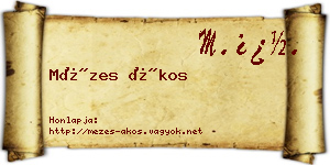 Mézes Ákos névjegykártya