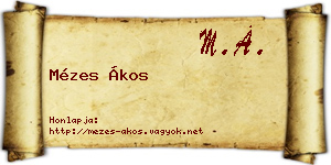 Mézes Ákos névjegykártya